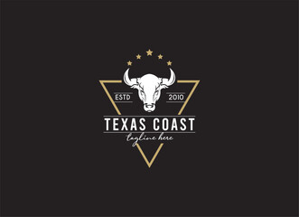 vintage longhorn buffalo, cow, bull logo design for your business ranch