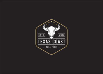 vintage longhorn buffalo, cow, bull logo design for your business ranch