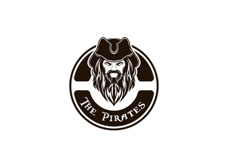 vintage grunge head pirate beard old man logo design vector graphic symbol icon sign illustration creative idea