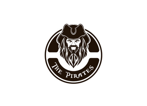 vintage grunge head pirate beard old man logo design vector graphic symbol icon sign illustration creative idea
