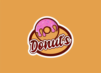 Emblem donuts cake and bakery logo design