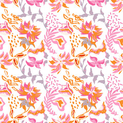 abstract flowers seamless pattern