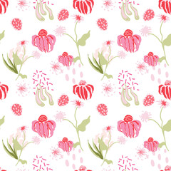 abstract flowers seamless pattern