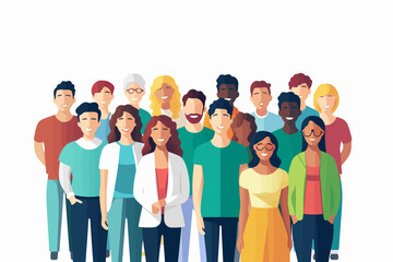 inclusive group of people vector flat isolated vector style illustration - obrazy, fototapety, plakaty