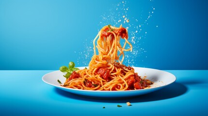 spaghetti with tomato sauce - obrazy, fototapety, plakaty