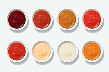 sauces in bowls vector flat minimalistic isolated vector style illustration