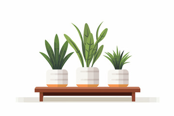 shelf with plant in a pot vector flat isolated vector style illustration