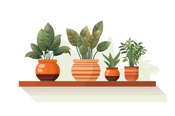 shelf with plant in a pot vector flat isolated vector style illustration