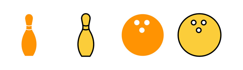 Bowling icon set for web and mobile app. bowling ball and pin sign and symbol.