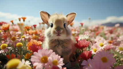 rabbit in the garden HD 8K wallpaper Stock Photographic Image