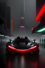 Futuristic concept car, car in motion