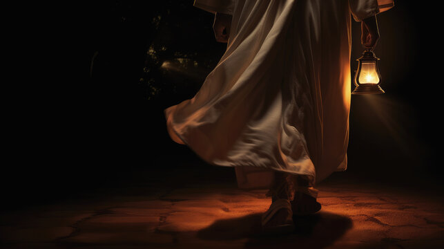 lantern illuminating way someone walking wearing sandals word lamp unto feet
