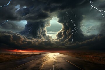 A depiction of dual weather phenomena. Generative AI