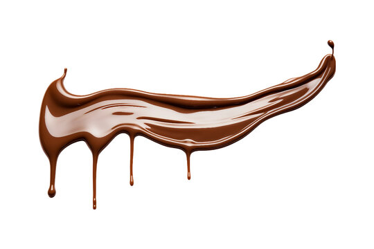 Melted chocolate dripping isolated on a white background