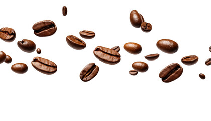 falling coffee beans isolated on a white background