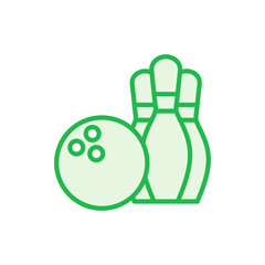 Bowling icon set. bowling ball and pin icon. bowling pins