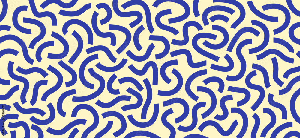 Poster monochrome doodle pattern. funny monochrome pattern. curved blue lines