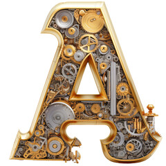 letter A logo with machine decoration