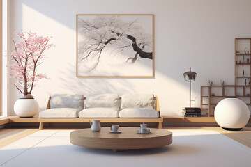 the living room is modern and elegant