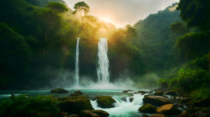 nature beautiful ultra realistic 8k images, water, rainfall, snoafall, waterfall, jungle