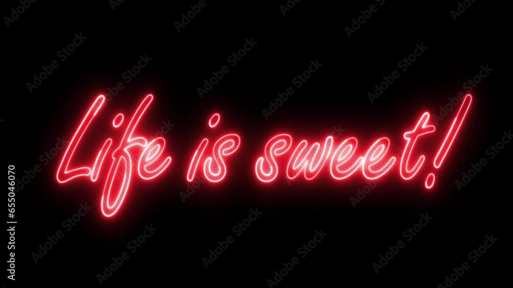 Poster life is sweet text font with light. luminous and shimmering haze inside the letters of the text life