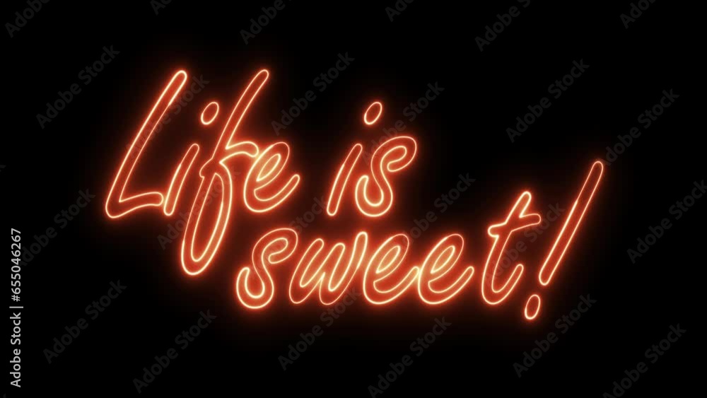 Aufkleber life is sweet text font with light. luminous and shimmering haze inside the letters of the text life