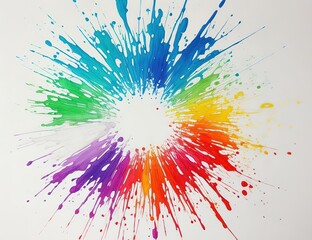 Explosión de pintura de diferentes colores sobre fondo blanco