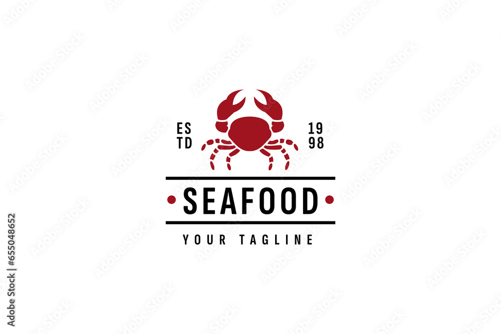 Sticker seafood logo vector icon illustration