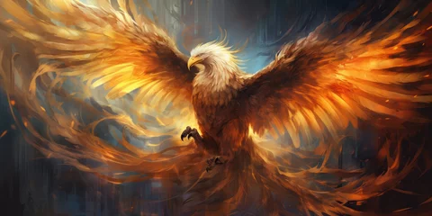 Foto op Plexiglas illustration of phoenix, fighting Pose, generative AI © VALUEINVESTOR