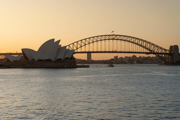 city harbour bridge at sunset, Sydney