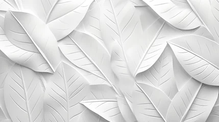 Foto op Plexiglas White geometric leaves 3d tiles texture Background banner panorama © Samia