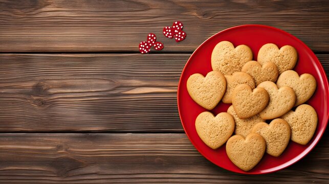 Plate of Heart Shaped Cookies for Valentine's Day with Space for Copy