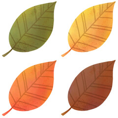Set of Autumn Leaves A Colorful Cartoon Illustration of Adorable Autumn Foliage Ideal for Seasonal Art and Design Decorations