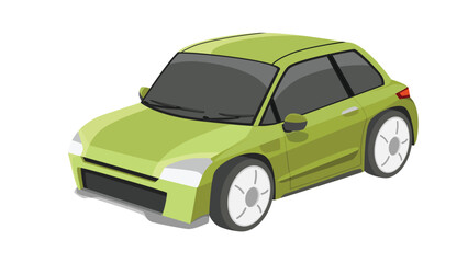 Vector or illustration persepctive view of mini car green color.  On isolated white background.