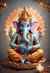 Ilustrasi Ganesha on dark background for Diwali.