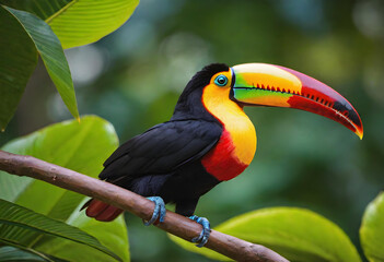 Toucan. Bird. Tropical. Exotic. Beak. Wildlife. Colorful. Rainforest. Nature. Feathers. Avian. Vibrant. Exotic Bird. Biodiversity. Tropical Bird. Fauna. Rainforest Canopy. Plumage. AI Generated.