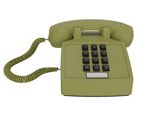 3d rendering old green cord telephone