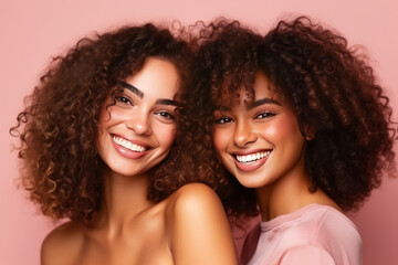 Lovely happy dark skinned women have fun together. youth and emotions concept generative ai