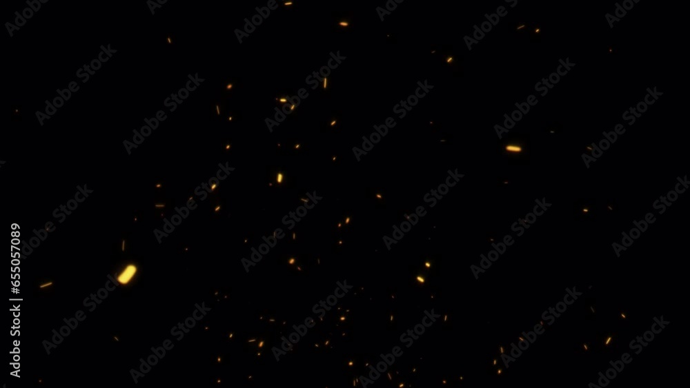 Poster abstract seamless loop glow fire partuckes ash sparks rising up with transparent alpha channel can b