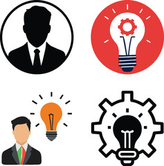 set of man got idea vector