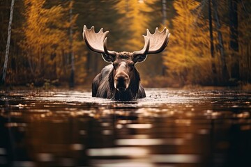 Wildlife photography with moose in natural habitat - obrazy, fototapety, plakaty