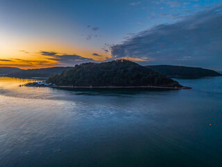 Sunrise views over the channel and bay with boats