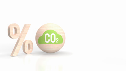 The Co2 icon on wood ball for ecological concept 3d rendering