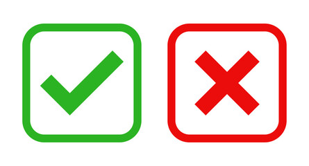 Check mark and cross mark icon