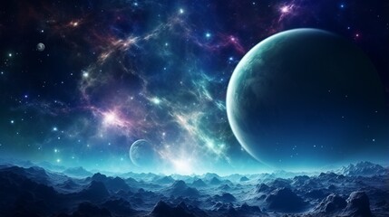Obraz na płótnie Canvas Planets and galaxy, science fiction wallpaper. Beauty of deep space
