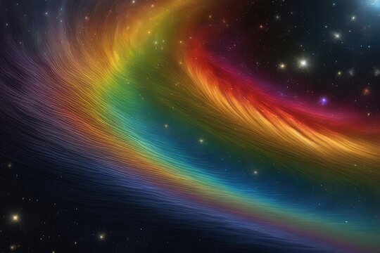 Colorful cosmic landscape with rainbow tones