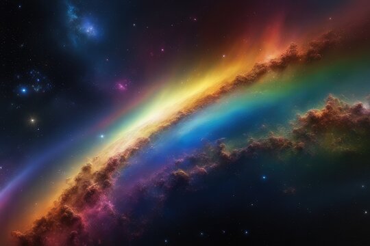 Diverse cosmic scene with rainbow colors