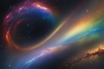 Naklejka premium Stellar rainbow hues in outer space