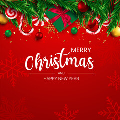 Merry christmas greeting card vector illustration template © yustika