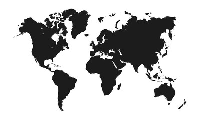 Vector grey world map on white background